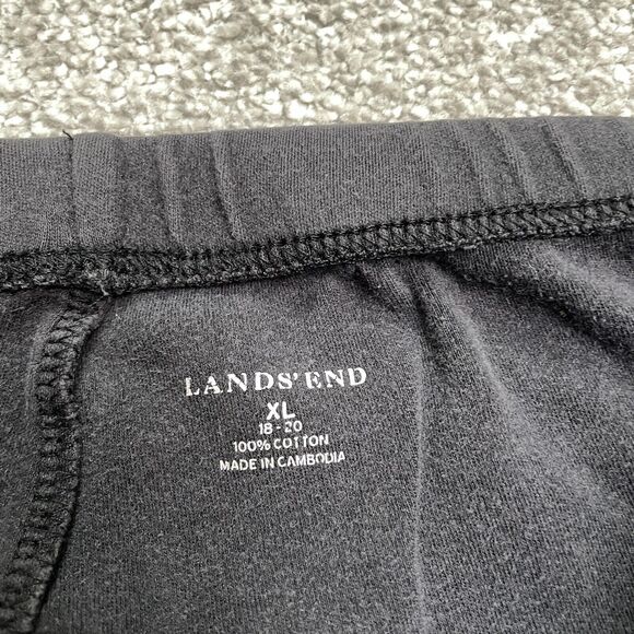 Land's End Lounge Sweatpants Womens XL Black Wide Leg Elastic Waist Cotton 36x28 - Picture 3 of 12